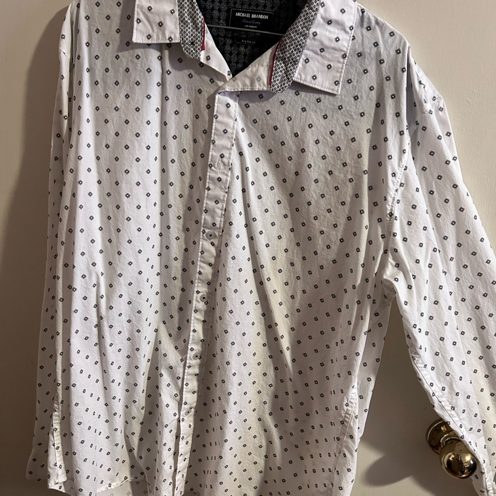 Michael Brandon White Patterned Men's Shirt